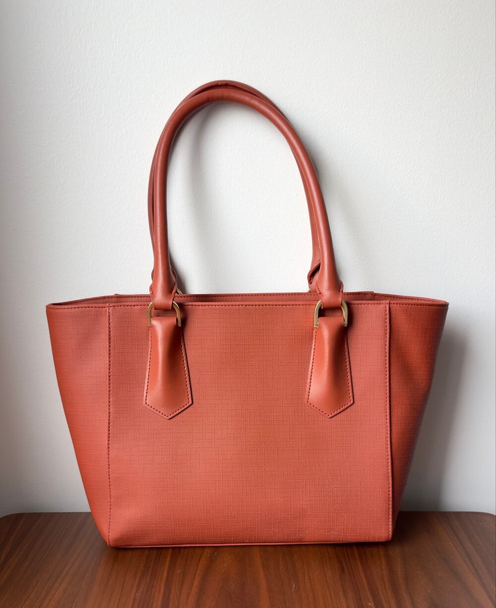 Dagne Dover Signature Legend Tote Red Clay Work Bag with Key Leash Bottle Holder